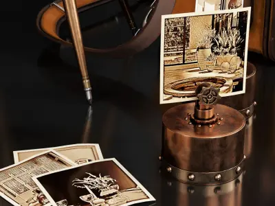 Steampunk decorative set 3D model