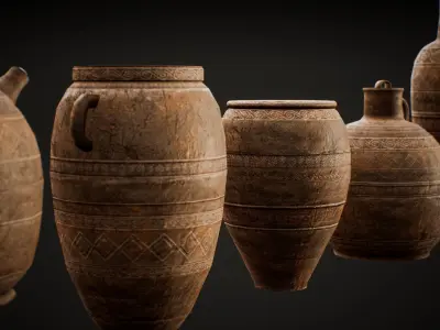 Antique Greeck Vases Low-poly 3D model