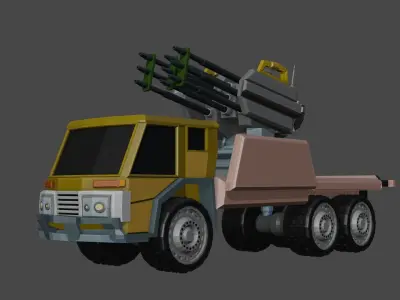 Truck with canon  3D model