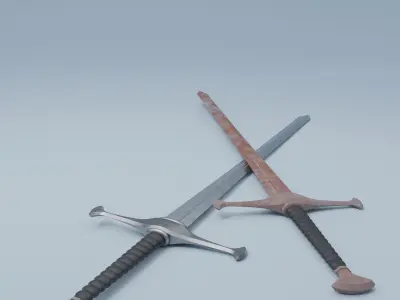 Sword two swords Low-poly 3D model