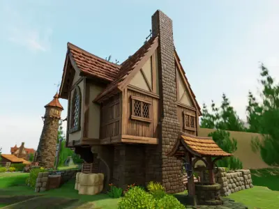 STYLIZED MEDIEVAL BUILDING 02 PRINT READY Low-poly 3D model