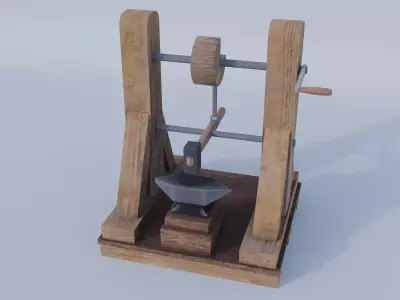 Mechanical hammer and Anvil Low-poly 3D model