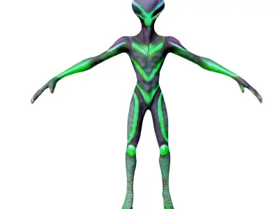 anthropomorphic alien  t pose 4k 3D model