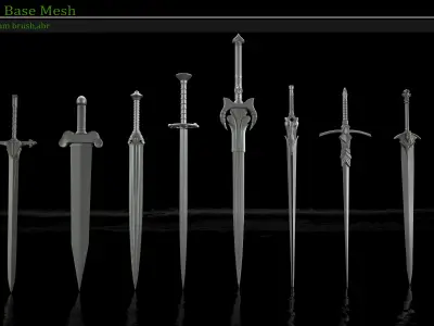  50 Sword Base Mesh Clean UV  and IMM brush and ABR brush 3D model