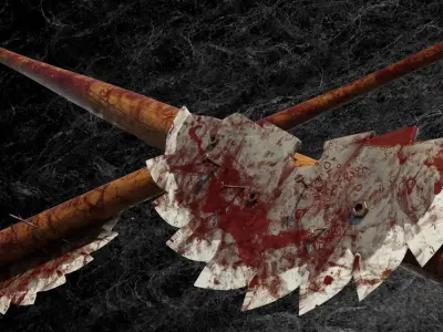 POST APOCALYPTIC MELEE WEAPON BAT BLOODY  VARIANT Low-poly 3D model