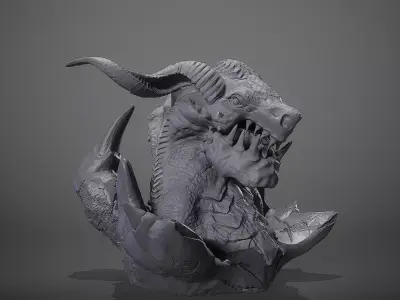dragon monster  bust head creature 3D model