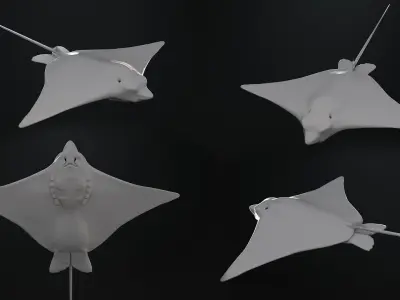 Realistic rigged Spotted Eagle Ray 3D model