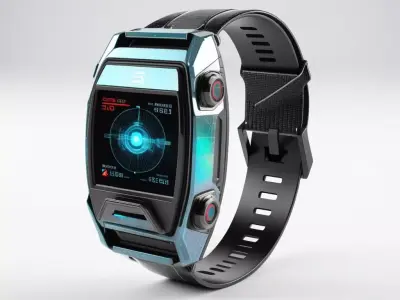 SciFi Wrist Communicator Cracked Holographic 3D model