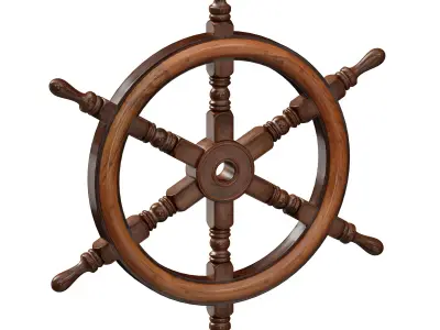 Wooden sea steering wheel 3D model