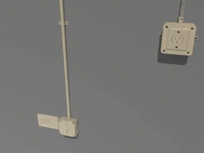 Yellow electric wall wires set Low-poly 3D model