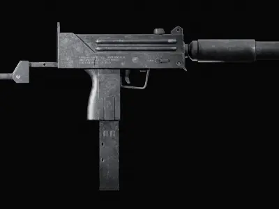 Mac 10 90mm Low-poly 3D model