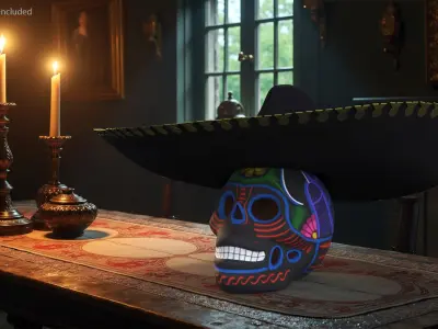 Dark Mariachi Skull 3D model