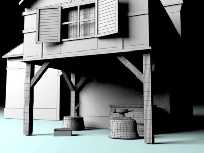 Blacksmith house Low-poly 3D model