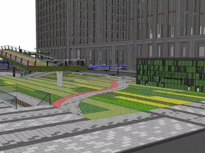 Modern commercial landscape 3D model