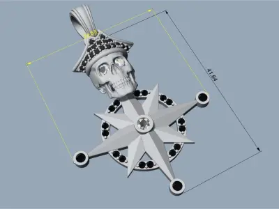 Pirate skull pendant in star- Dije calavera en estrella  3D print model