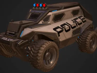 Sci-FI Armored Police Car PBR Low-poly 3D model