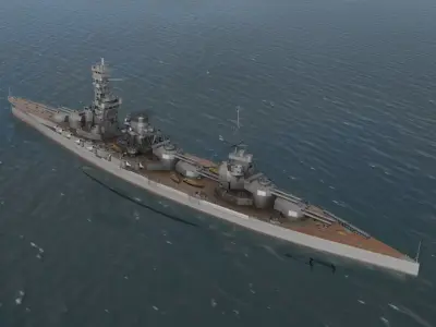 IJN HYUGA BATTLESHIP WARSHIP 3D MODEL 3D model