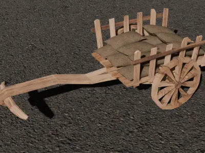 Hand And Bullock Cart Bundle Low-poly 3D model