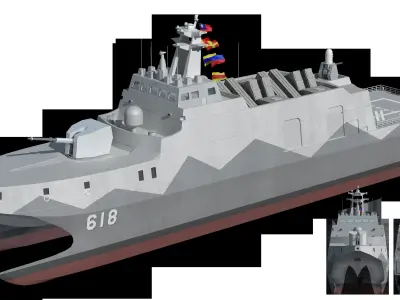 Taiwan China Tuojiang class patrol ship missile boat 618 3D model
