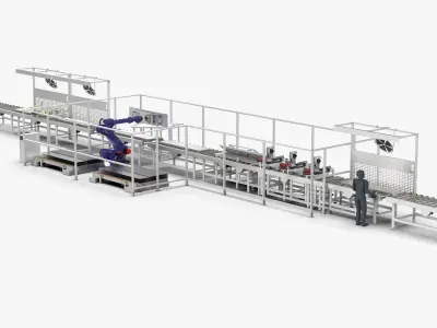 Automatic Elevator Door Panel Assembly Line 3D model