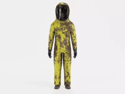 Protective Suit V6 - Weathered Hazmat Safety Coverall 3D model