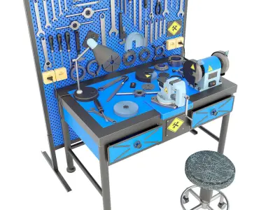 Workbench and garage tools 31 Items - Collection 4 3D model