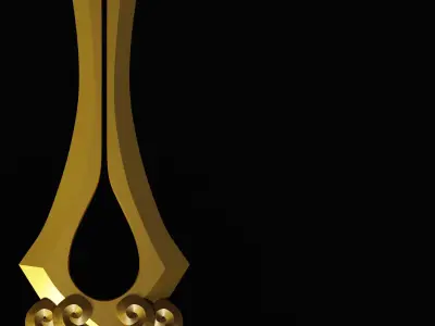 Gold spear  Free low-poly 3D model