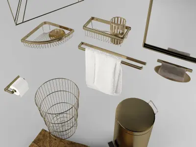 Bathroom gold set 3D model