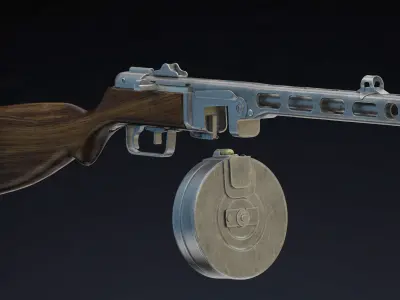 PPSh-41 Low Poly wooden gun Low-poly 3D model