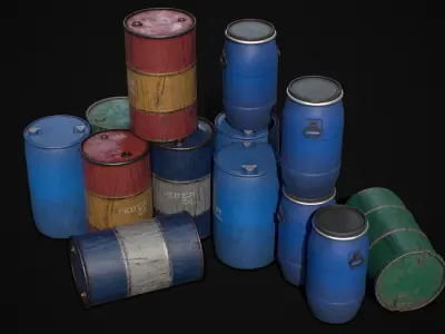 Barrels - Low-poly 3D model