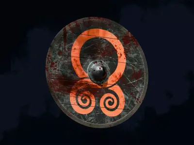Viking Shield 4 - Bloody Low-poly 3D model