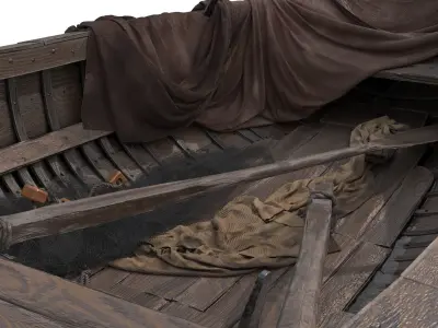 Wooden rowing Boat  Low-poly 3D model