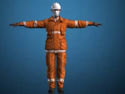 Worker Male Realistic rigged Animated Low-poly 3D model
