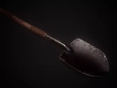 Shovel Low-poly 3D model 5