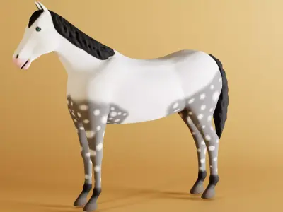 Grey Horse Low-poly 3D model