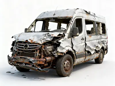 Head-On Collision Microbus 3D Model Low-poly 3D model