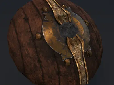 Medieval Shield Low-poly 3D model 17