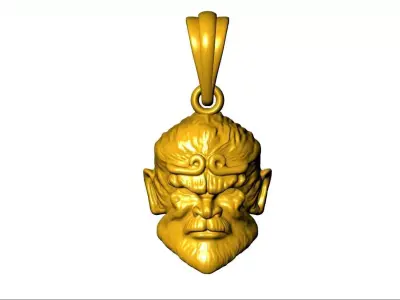 25mm Monkey King Face Pendant 3D Jewelry Model STL 3DM 3D print model
