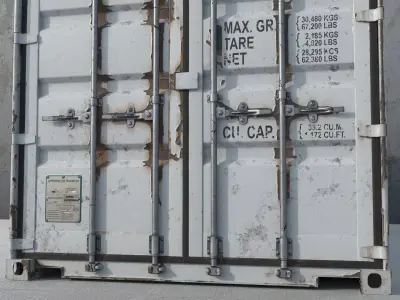 Cargo Container White 20 Feet PBR 3D model