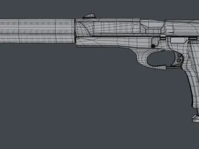 Weapon handgun pistol beretta gun Low-poly 3D model