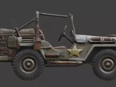 Wasteland Sheriff Tactical Jeep Low-poly 3D model