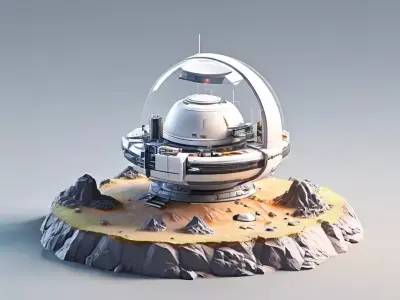 SciFi Lunar Base Outpost 3D Model Low-poly 3D model