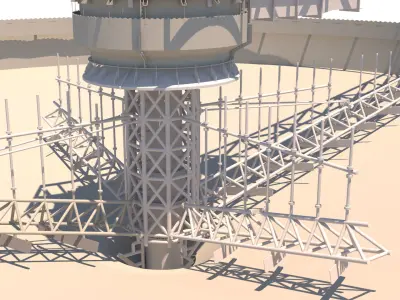 model espesador circular structure with crane on top 3D model