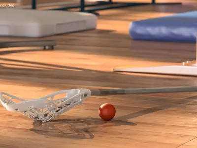 Lacrosse Stick and Ball 3D model
