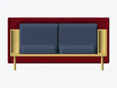 Sofa - Contemporary - Flame - Small - Armrest Shelf Low-poly 3D model