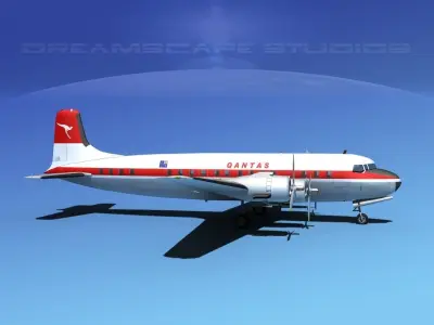 Douglas DC-7B Qantas 3D model