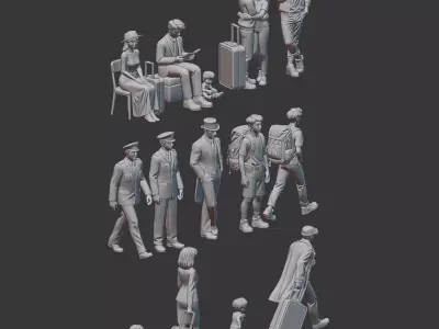 Train Station  Diorama Figures 3D print model