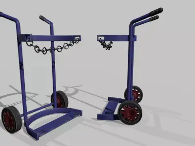 Gas Canister Trolley and Gas Can Low-poly 3D model