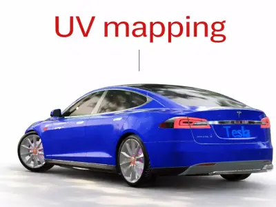 Modern Tesla car  Low-poly 3D model