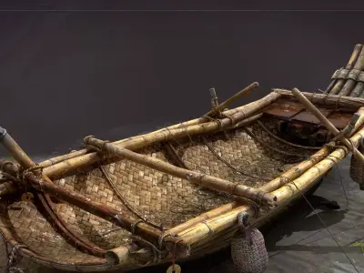 Real time era game fishing boat model 3D model